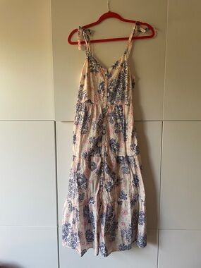 GAP Cream Maxi Dress with Blue Floral Print